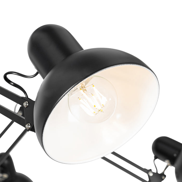 QAZQA Industriële hanglamp zwart 6-lichts verstelbaar - Hobby Spinne