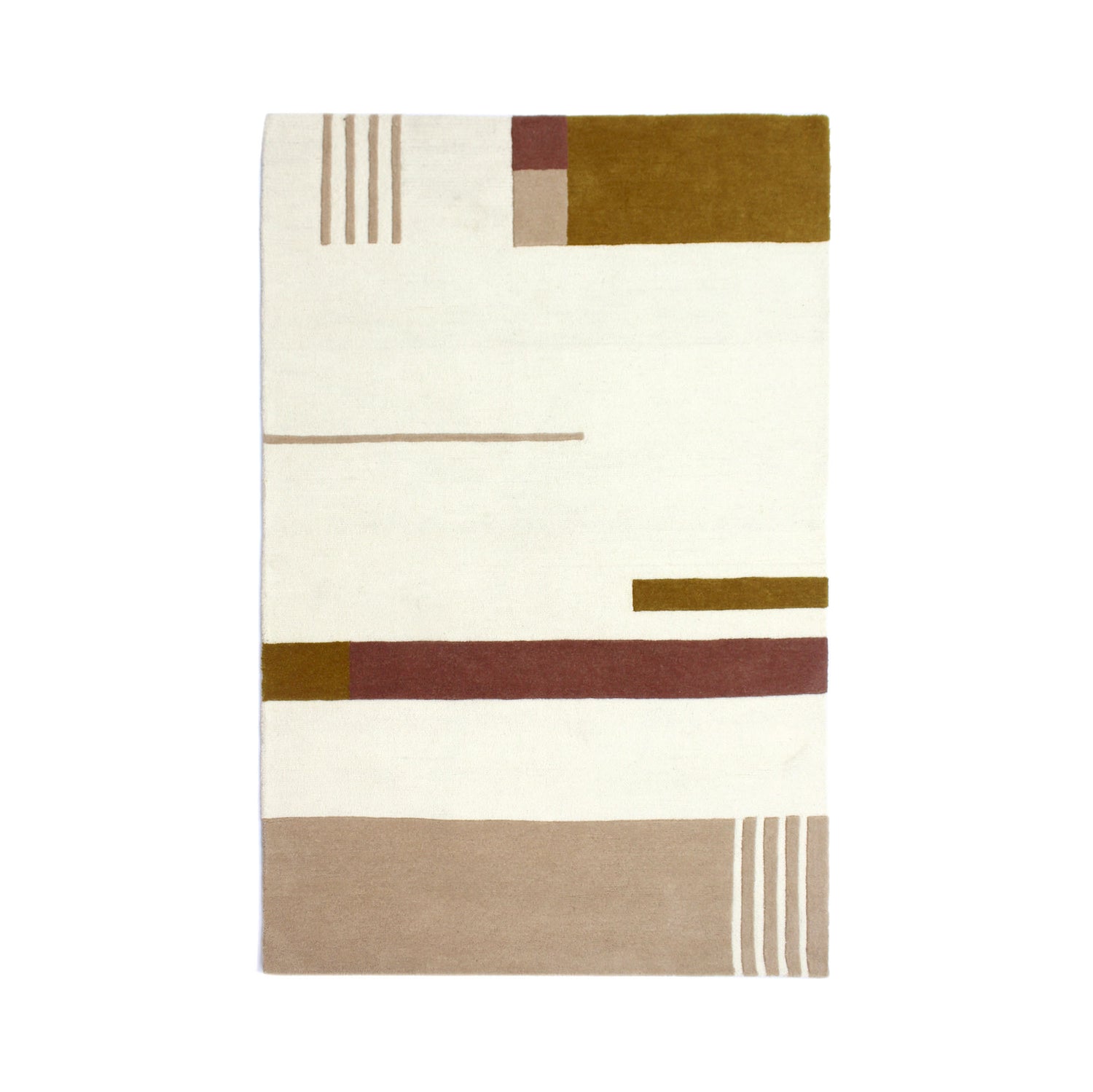 Kave Home - Alfombra Cambrils 100% lana beige y marrón 160 x 230 cm