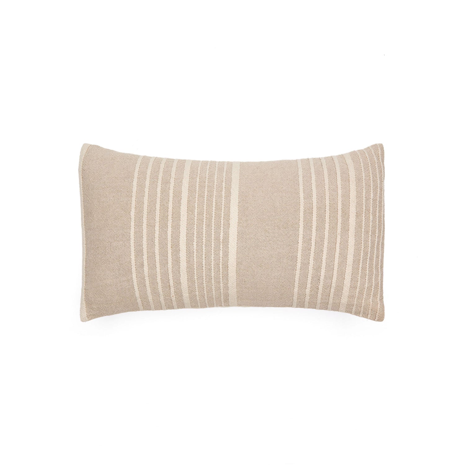 Kave Home - Montras kussenhoes van linnen en beige katoen met strepen