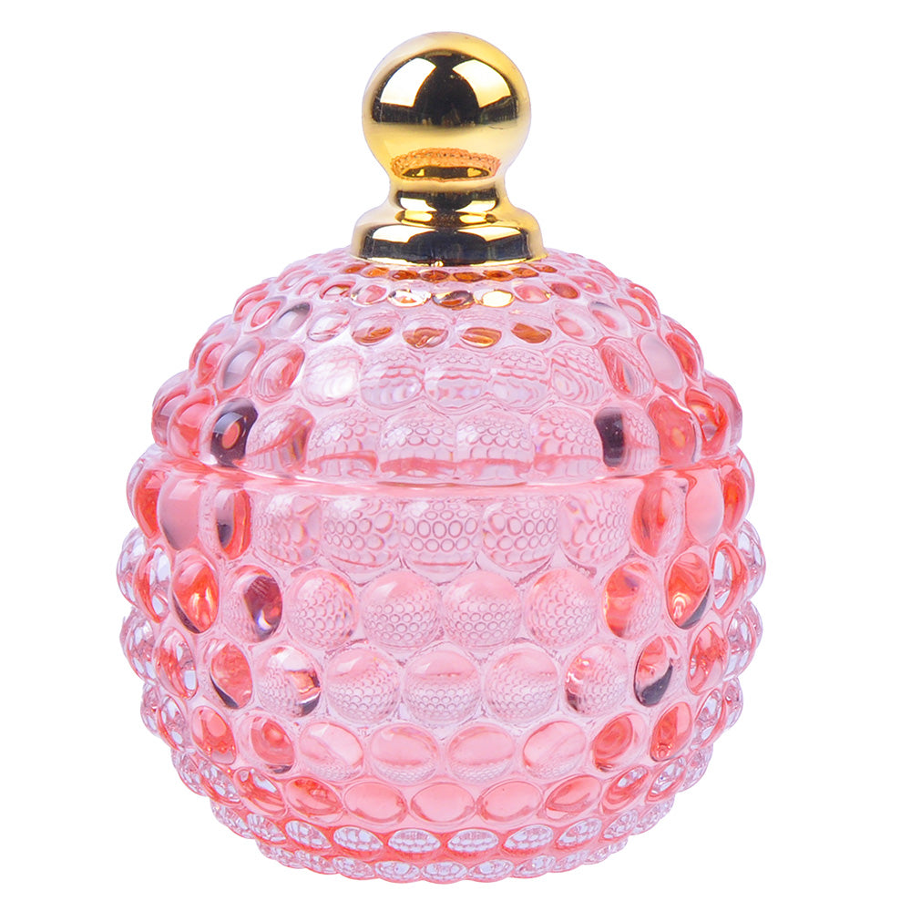 Clayre & Eef Glazen potje  Ø 9x11 cm Roze Glas Potje met deksel