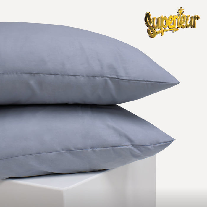 Superieur 100% Percaline katoen|Set van 2|Grijze Kussensloop 60x70cm