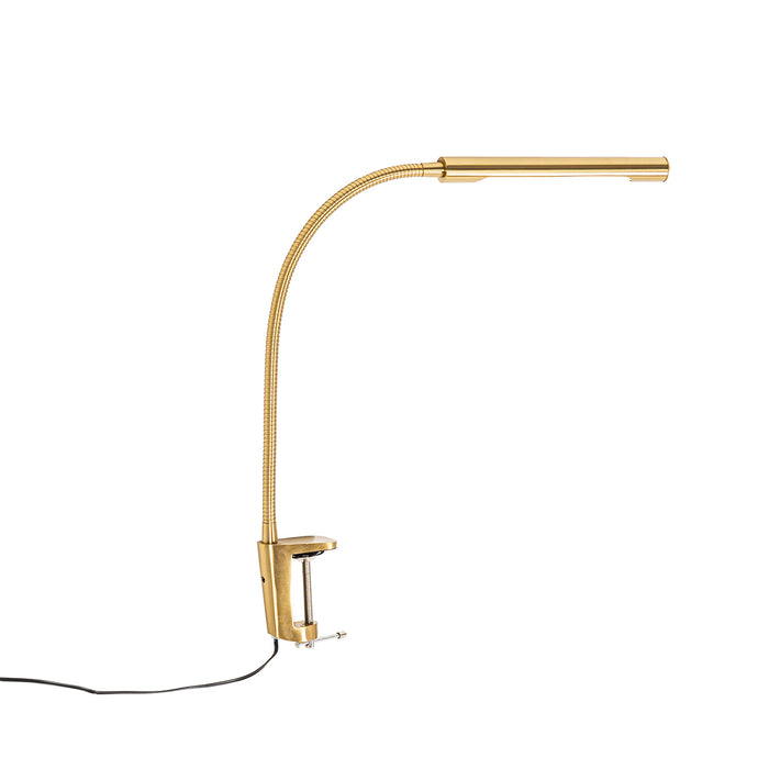 QAZQA Klem bureaulamp messing incl. LED met touch dimmer - Lionard