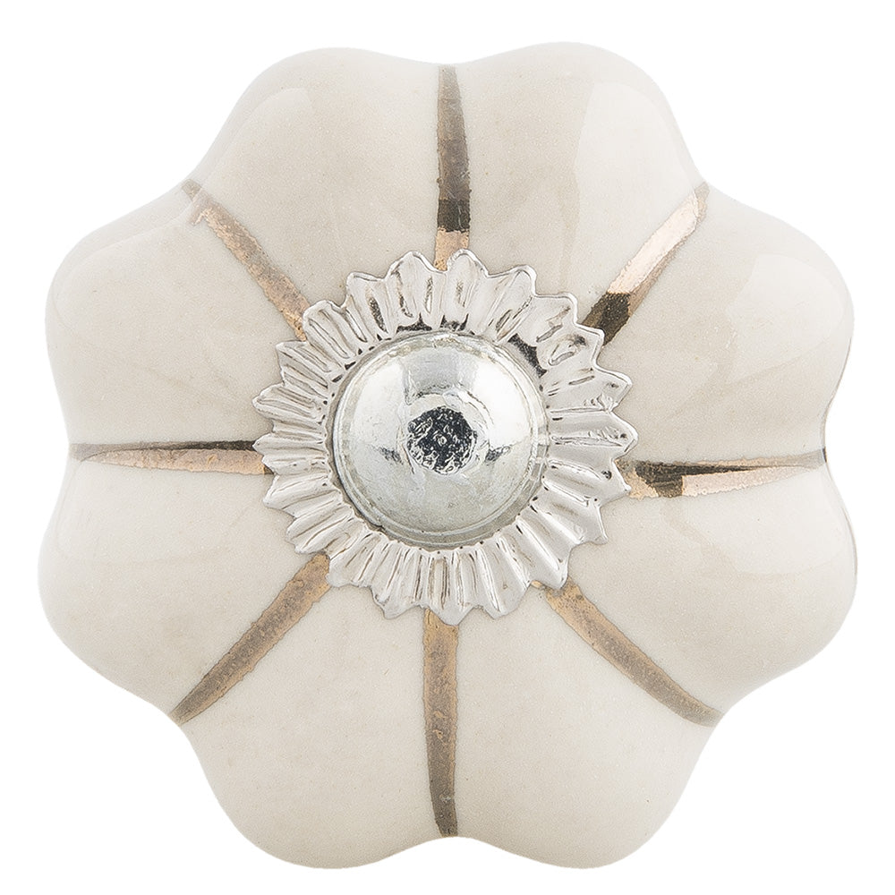 Clayre & Eef Deurknop Ø 4x3 cm Beige Keramiek