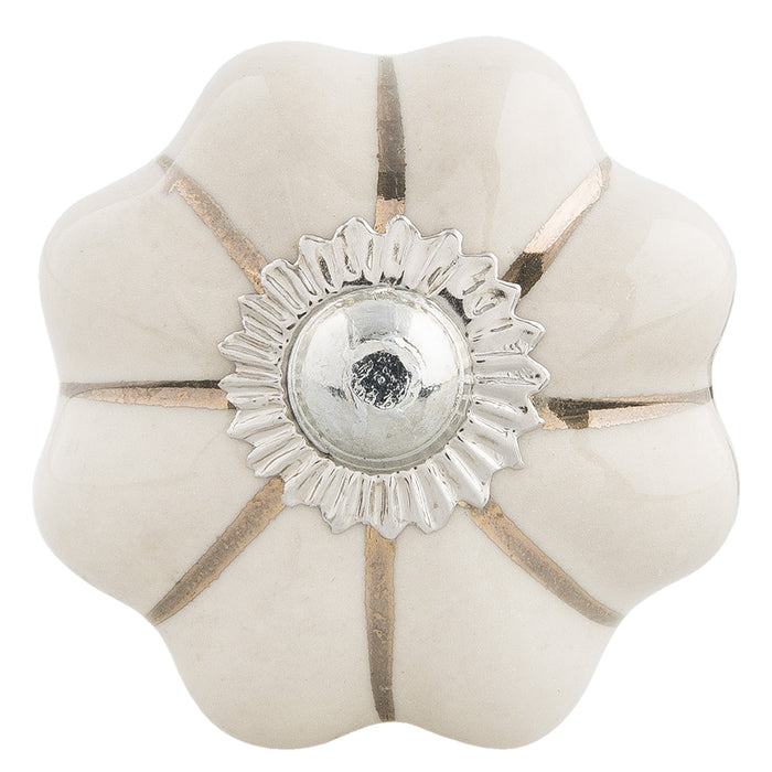 Clayre & Eef Deurknop Ø 4x3 cm Beige Keramiek