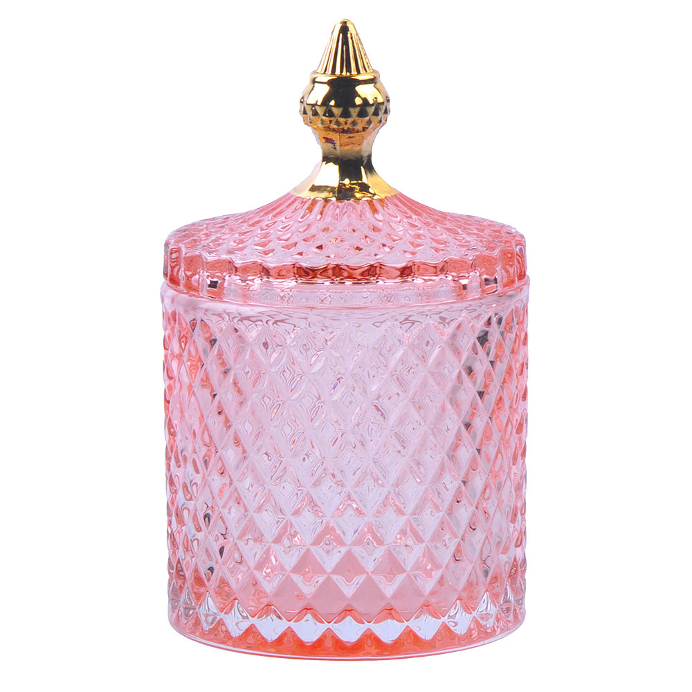 Clayre & Eef Glazen potje  Ø 11x18 cm Roze Glas Potje met deksel