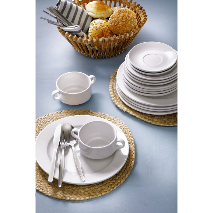 Mammoet Bord brede rand Budgetline 24.5 cm Wit Porselein 3 stuks