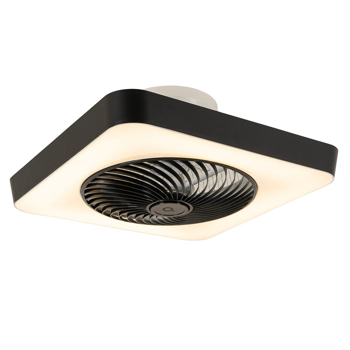 QAZQA Smart plafondventilator vierkant zwart incl. LED dimbaar -