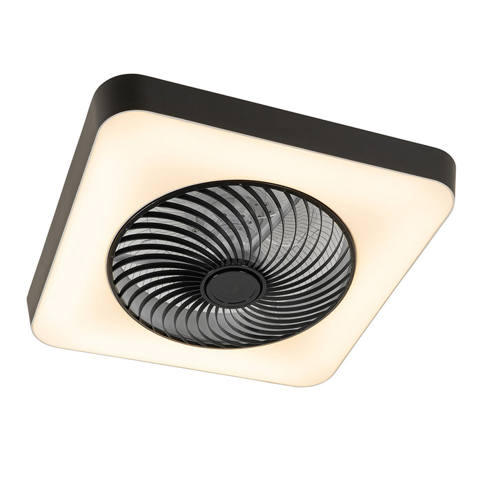 QAZQA Smart plafondventilator vierkant zwart incl. LED dimbaar -