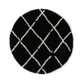 Boho&me Rond hoogpolig vloerkleed ruiten Artisan - zwart|wit - 100 cm