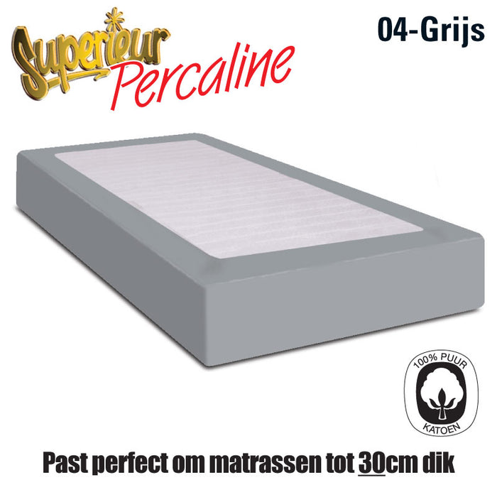Superieur Grijs Percaline Katoenen Hoeslaken 90x200cm