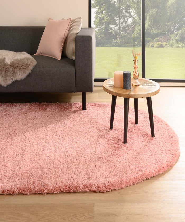 Tapeso Ovaal hoogpolig vloerkleed - Cozy Shaggy - roze - 240x340 cm