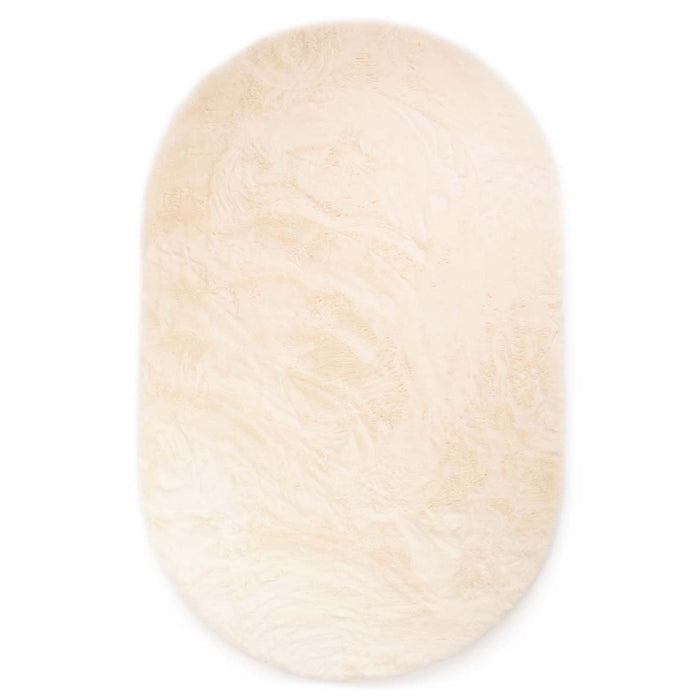 Tapeso Ovaal hoogpolig vloerkleed - Comfy plus - crème - 200x300 cm