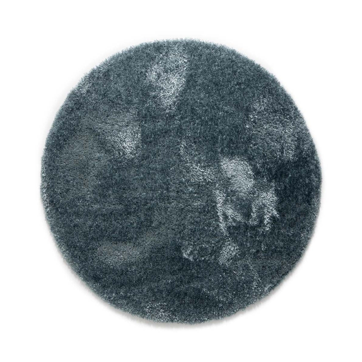 Tapeso Rond hoogpolig vloerkleed velours Posh - blauw - 80 cm