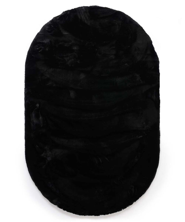 Tapeso Ovaal hoogpolig vloerkleed - Comfy plus - zwart - 120x180 cm