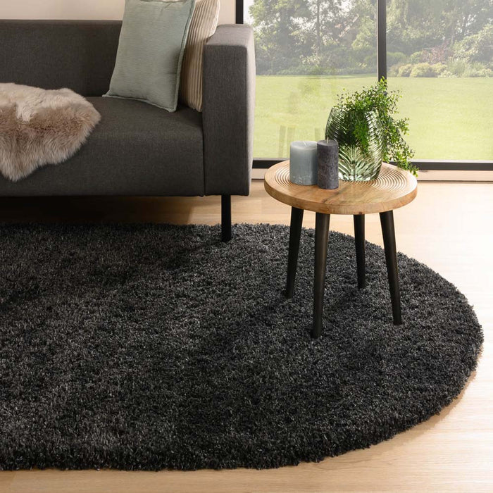 Tapeso Ovaal hoogpolig vloerkleed - Cozy Shaggy - antraciet - 150x240