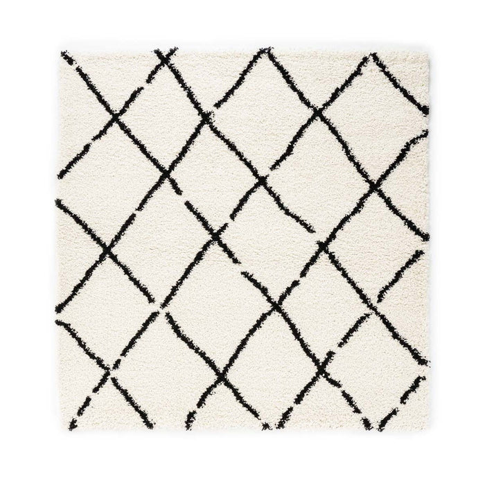 Boho&me Vierkant hoogpolig vloerkleed ruiten Artisan - wit|zwart -