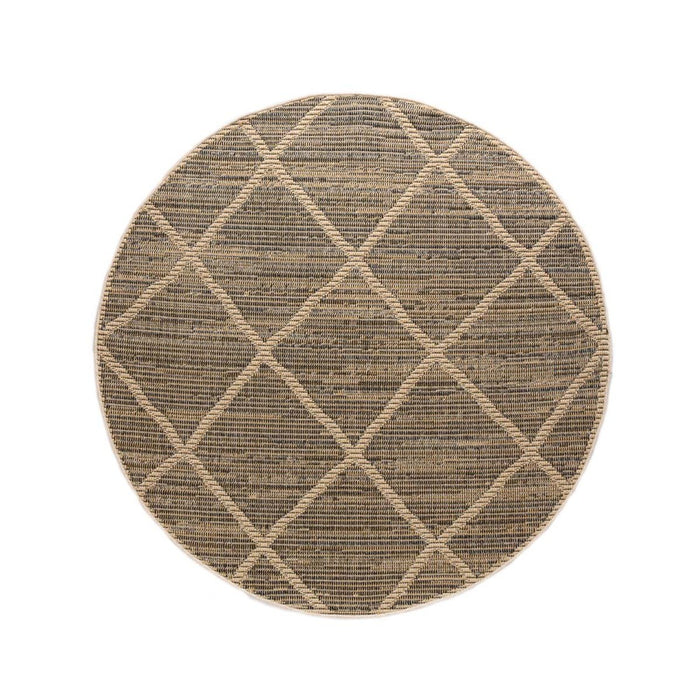 Boho&me Rond jute buitenkleed ruiten Sunny - naturel - 200 cm rond