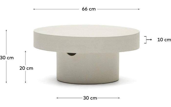 Kave Home - Aiguablava ronde salontafel in wit cement, Ø 66 cm