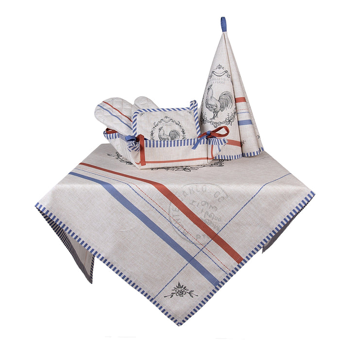 Clayre & Eef Tafelkleed  150x150 cm Beige Katoen Vierkant Haan