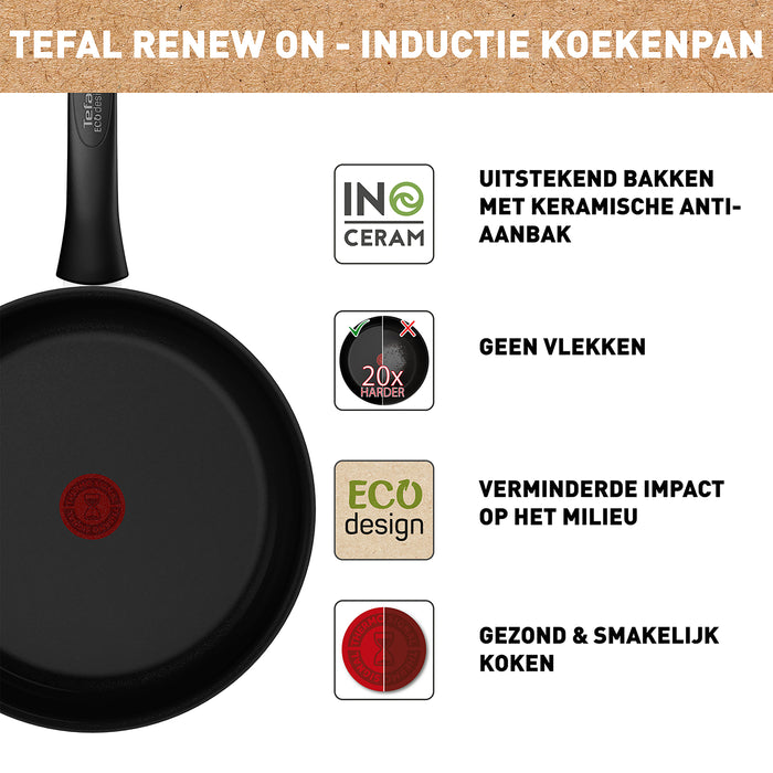 Tefal Renew Black ON Keramische Koekenpannenset Ø 24/28 cm