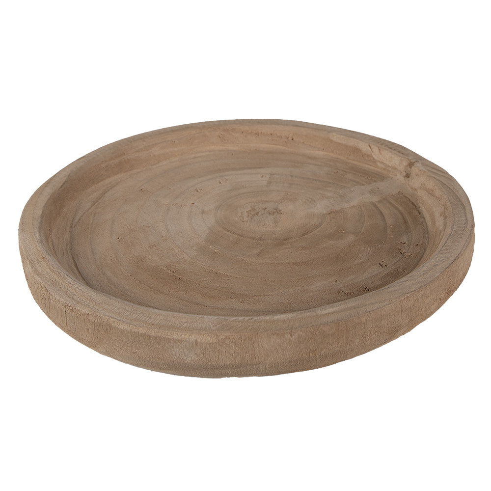Clayre & Eef Serveerschaal  Ø 26x3 cm Bruin Hout Rond Presenteerschaal