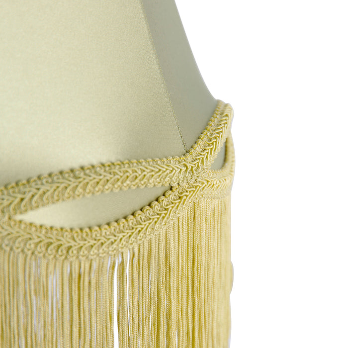 QAZQA Klassieke tafellamp zwart met granny kap groen 30 cm - Simplo