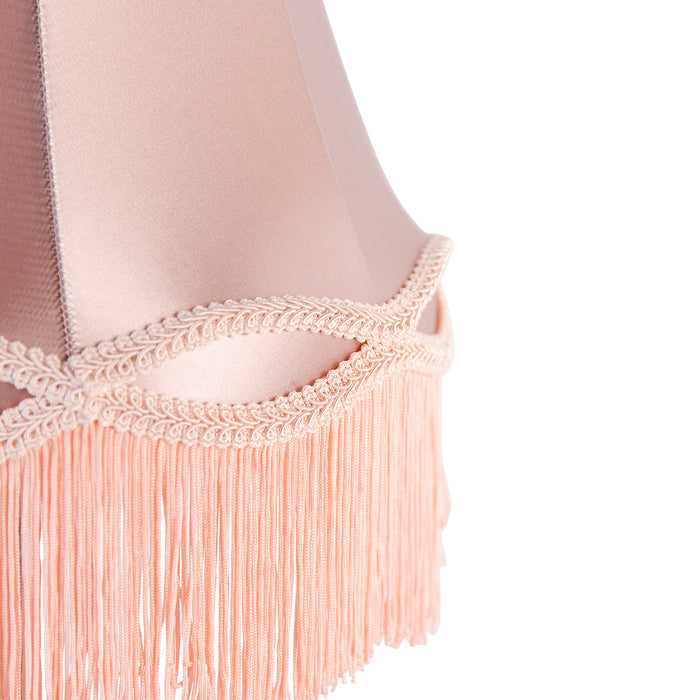 QAZQA Klassieke tafellamp zwart met granny kap roze 30 cm - Simplo