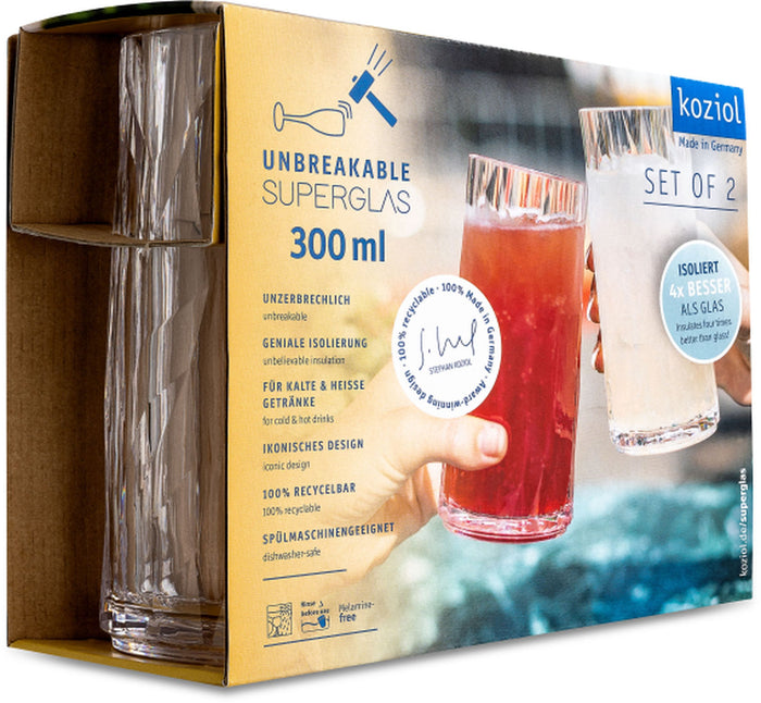 Koziol - Club No.8 - Superglas - 300ml - Longdrink - Set van 2