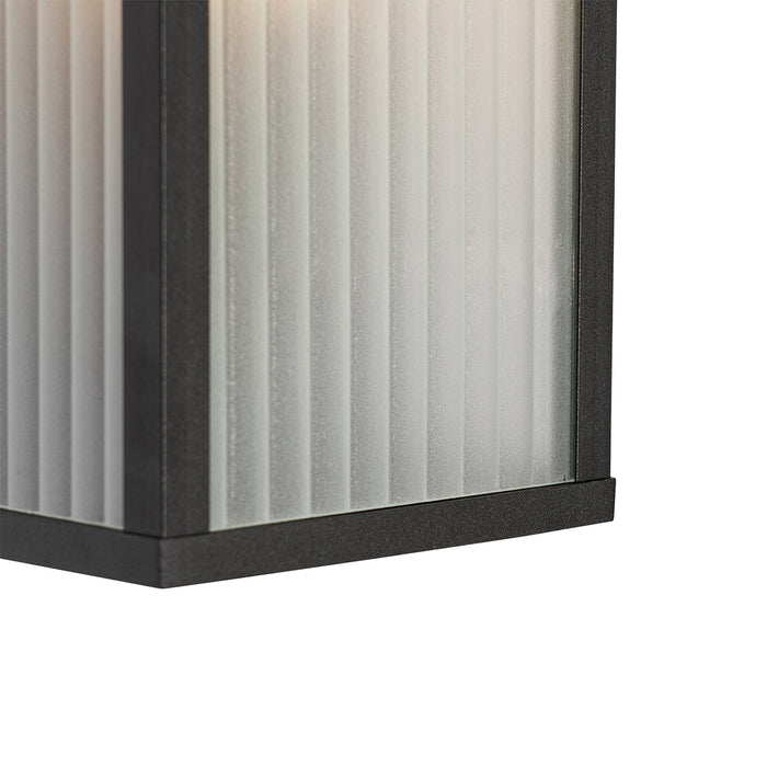 QAZQA Buiten wandlamp zwart met ribbel glas IP44 - Charlois