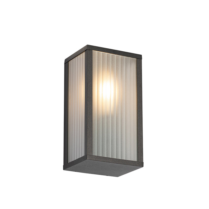 QAZQA Buiten wandlamp zwart met ribbel glas IP44 - Charlois