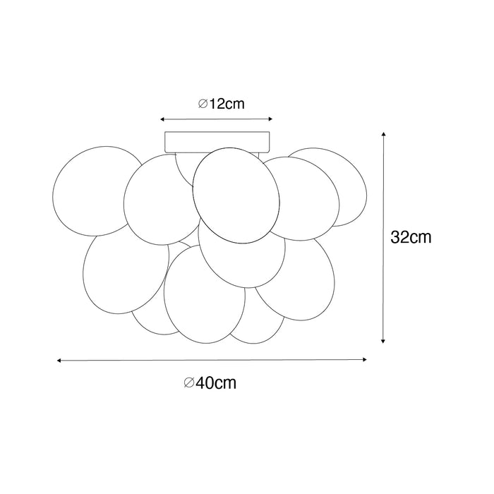 QAZQA Art deco plafondlamp zwart met opaal glas 4-lichts - Uvas