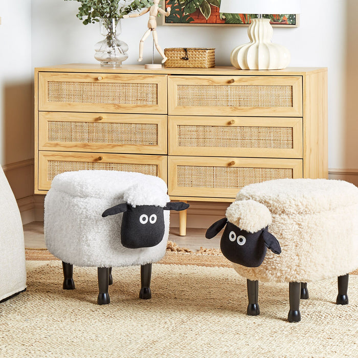 Beliani - SHEEP - Poef - Wit - Polyester