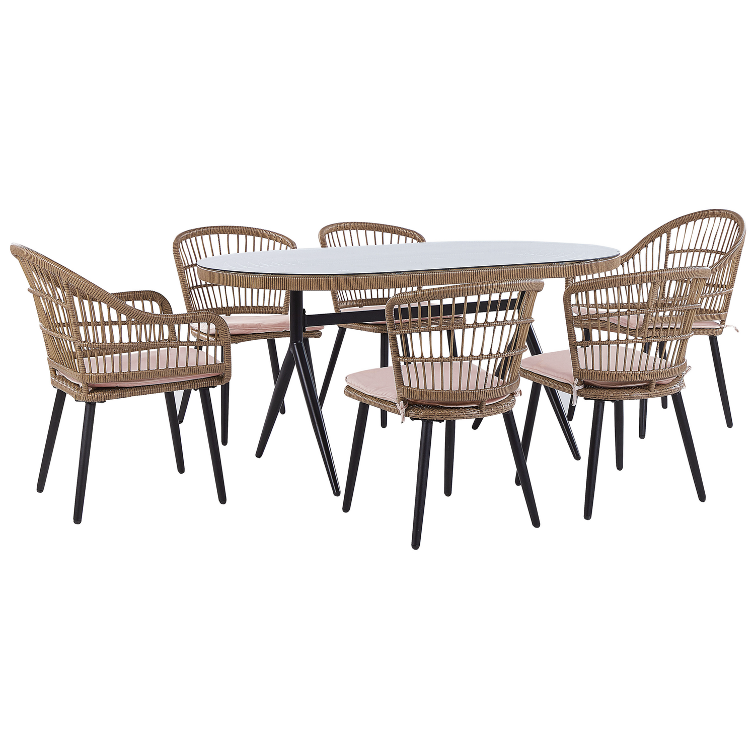 Beliani - ALIANO - Tuinset 6 personen - Natuurlijk - PE rotan