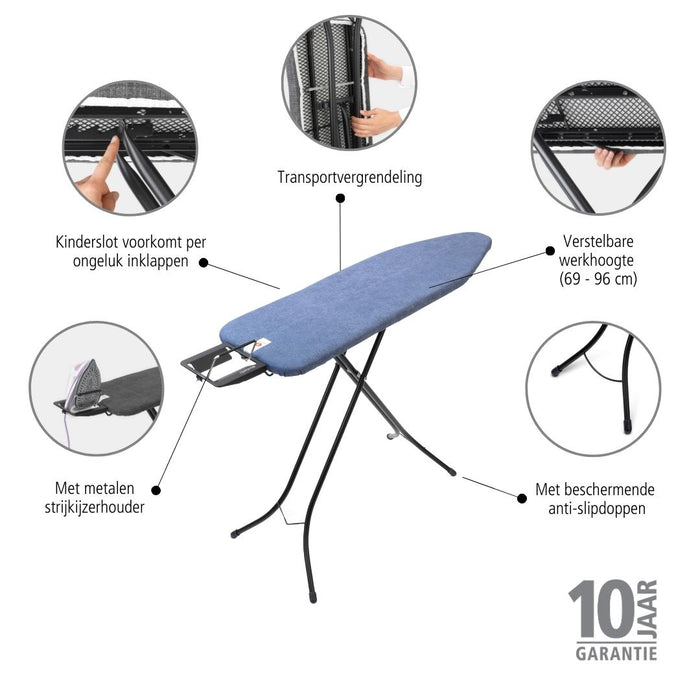 Brabantia Strijkplank met Strijkijzerhouder 124 x 38 cm