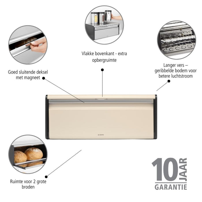 Brabantia Broodtrommel met klepdeksel - Soft Beige
