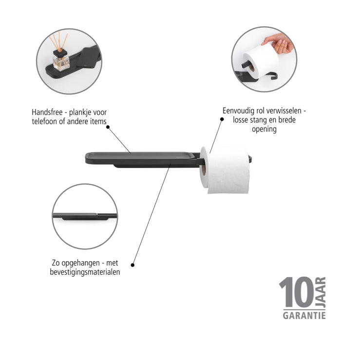 Brabantia MindSet Toiletrolhouder met Plank - Mineral Infinite Grey