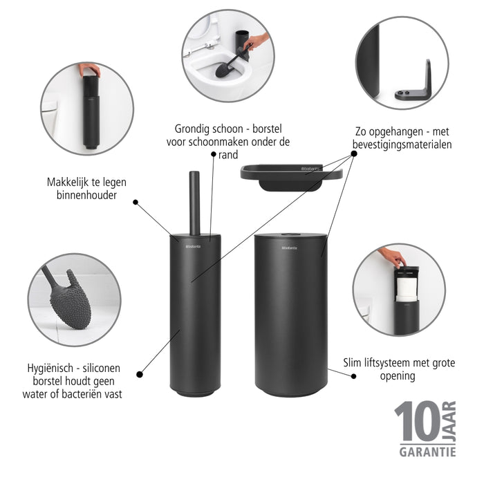 Brabantia MindSet Toiletaccessoires - Set van 3 - Grijs