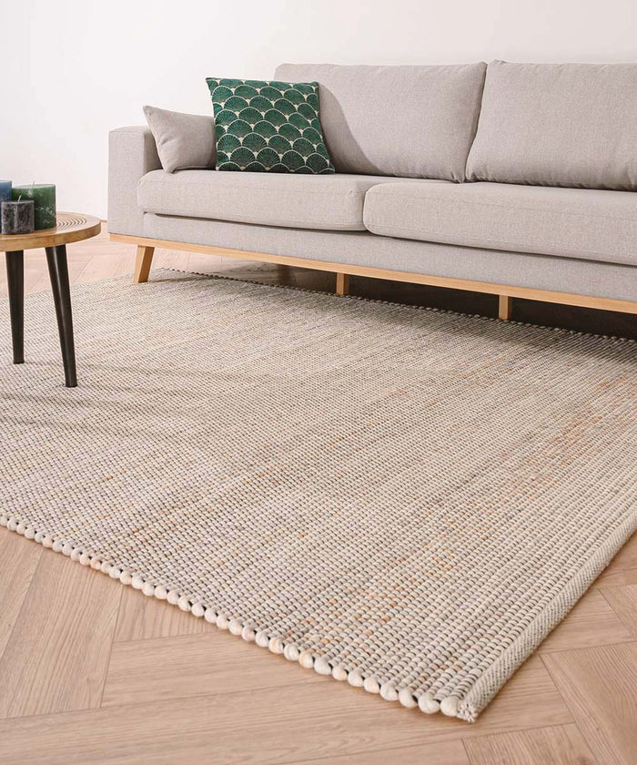 Nordic Weavers Wollen vloerkleed Lett - wit|beige - 200x290 cm
