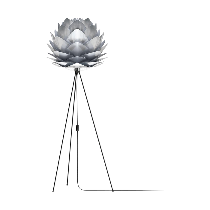 Umage Silvia Medium vloerlamp brushed steel - met tripod zwart - Ø 50