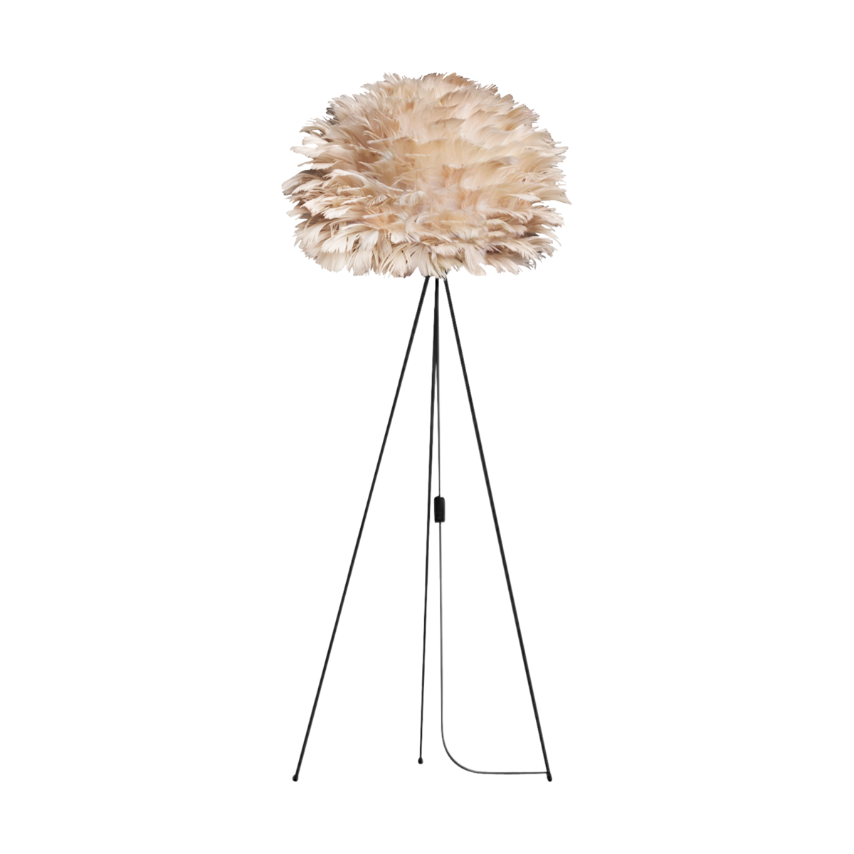 Umage Eos Medium vloerlamp light brown - met tripod zwart - Ø 45 cm
