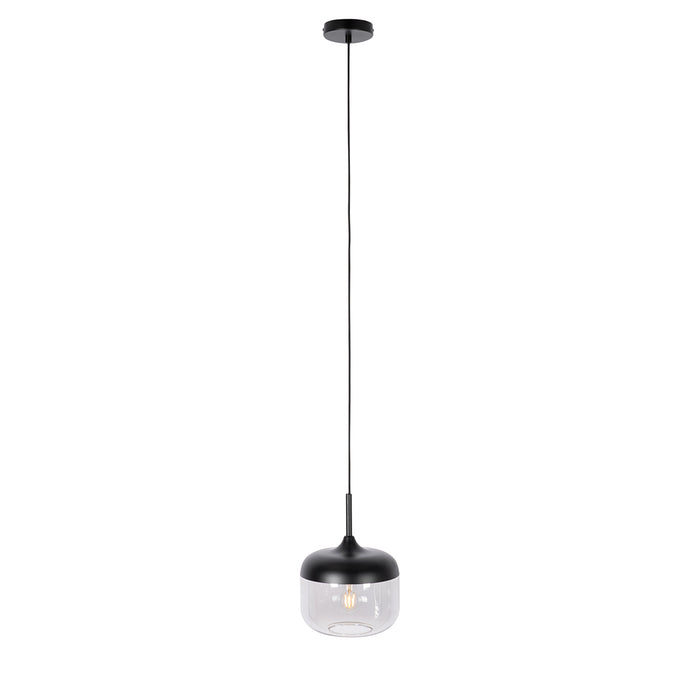 QAZQA Design hanglamp zwart met goud en smoke glas - Kyan