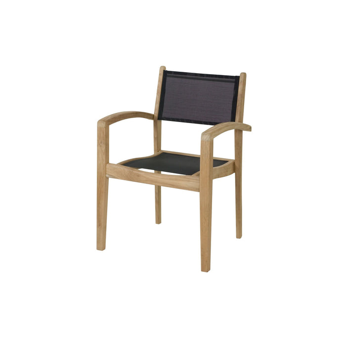 WOOOD Tuinstoel Buiten Caldo - Teak - Naturel|Zwart - Set van 4