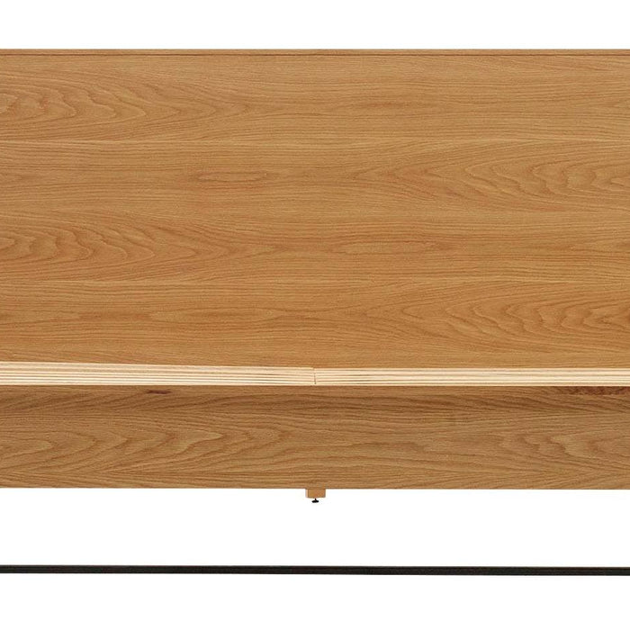 Kave Home - Bed Taiana van eikenfineer en stalen poten met zwart
