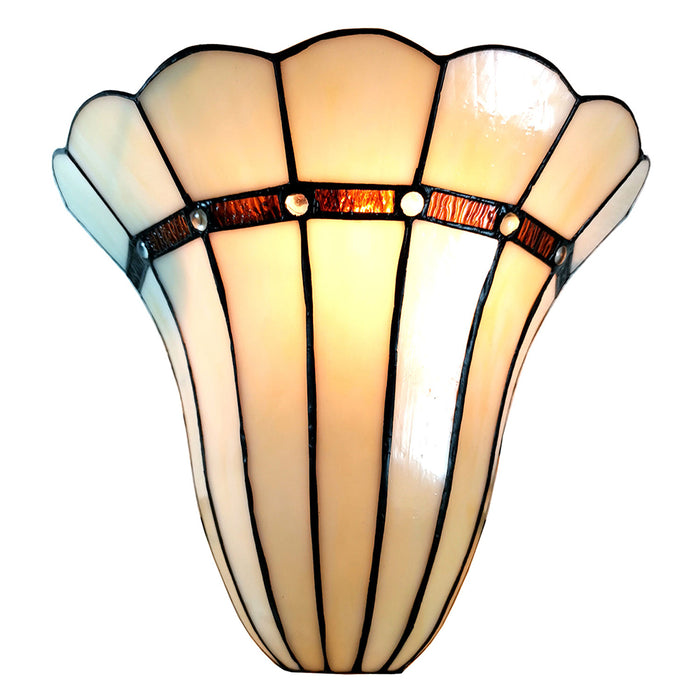 Clayre & Eef Wandlamp Tiffany  28x18x33 cm Beige Ijzer Glas Muurlamp