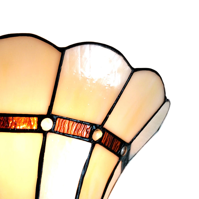 Clayre & Eef Wandlamp Tiffany  28x18x33 cm Beige Ijzer Glas Muurlamp