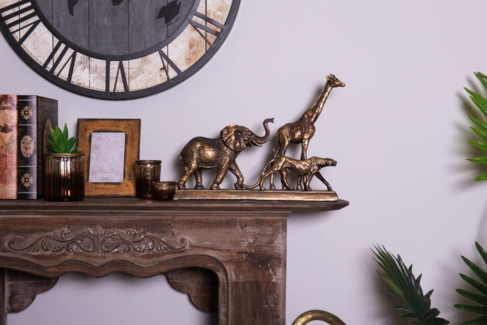 Clayre & Eef Theelichthouder  Ø 6x5 cm Bruin Glas Metaal