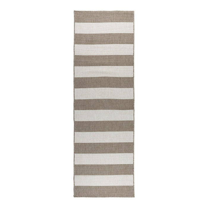 Eva Interior Loper Buitenkleed Stripes - Bruin|Grijs  - 80 x 250cm