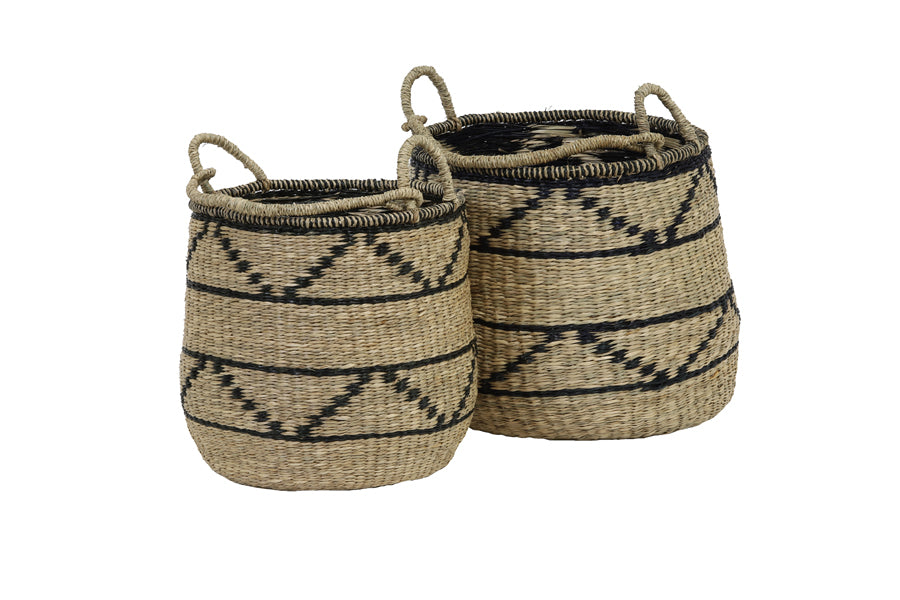 Light&living Mand S|2 Ø37x35+Ø46x40 cm YAGUR zeegras naturel-zwart