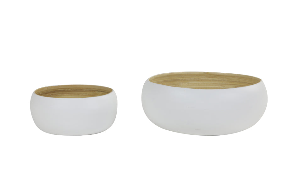 Light&living Schaal deco S|2 Ø20x9,5+Ø29x12,5 cm OTURE mat wit+naturel