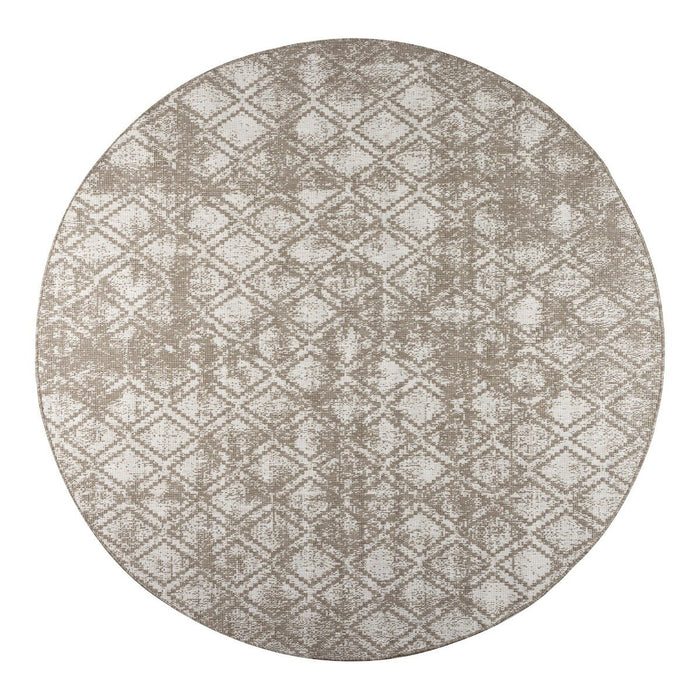 Eva Interior Buitenkleed Rond Frost - Bruin|wit - dubbelzijdig  200cm